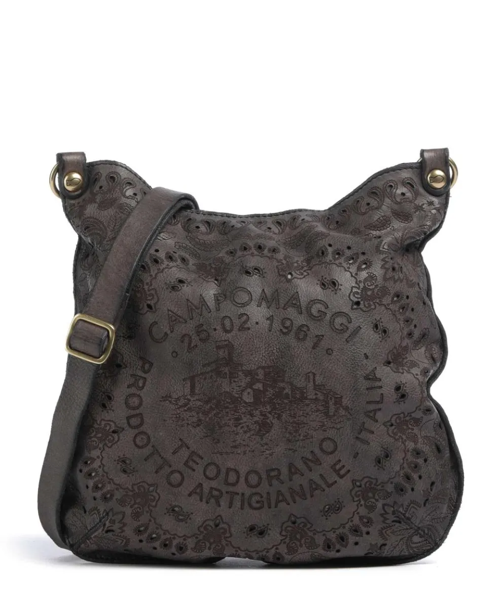 Schultertasche fein genarbtes Rindsleder dunkelgrau