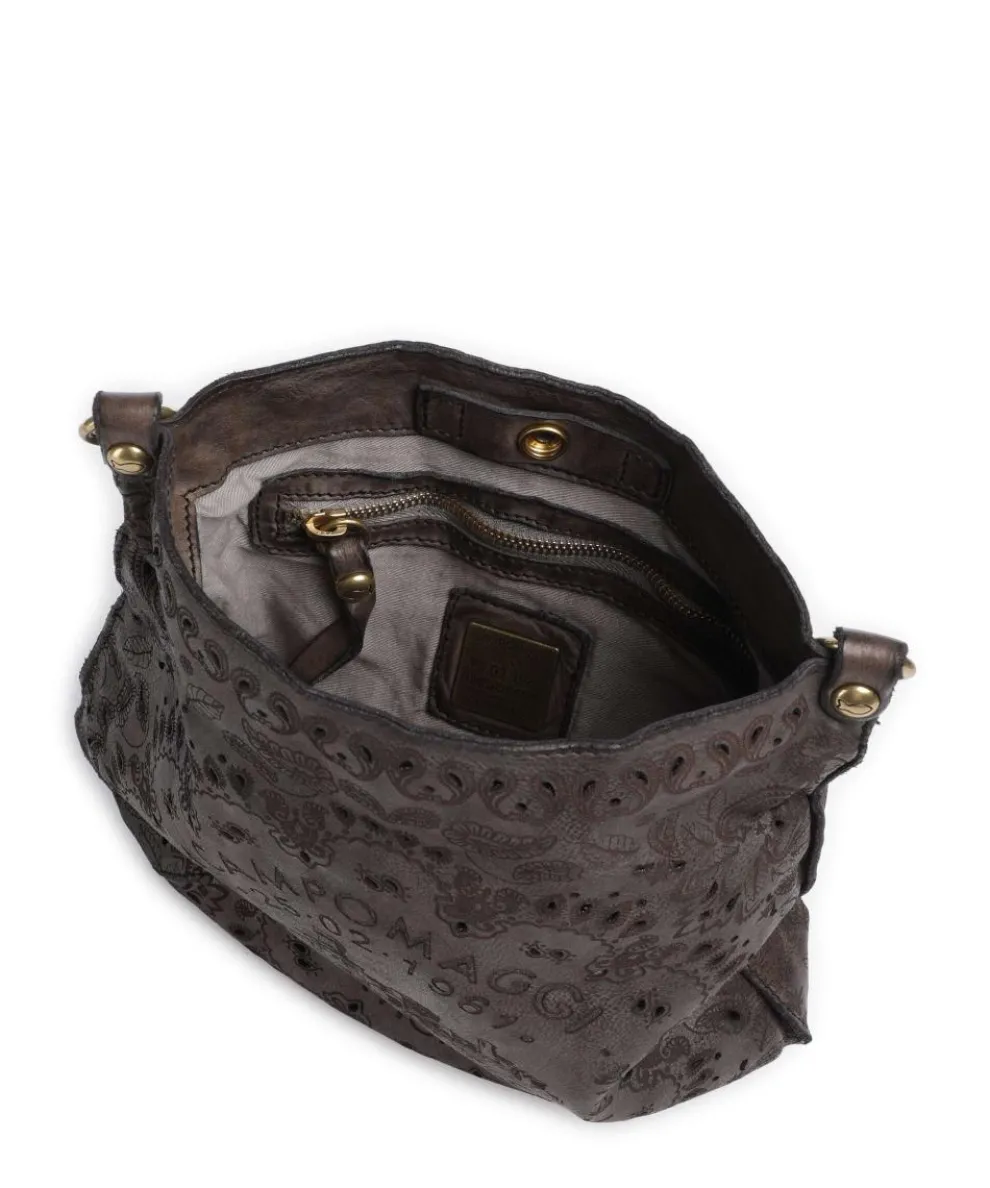 Schultertasche fein genarbtes Rindsleder dunkelgrau