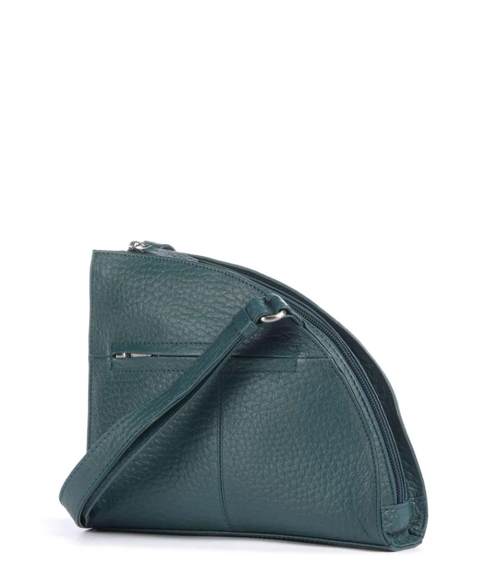 Hirsch Britney Umhängetasche genarbtes Leder petrol