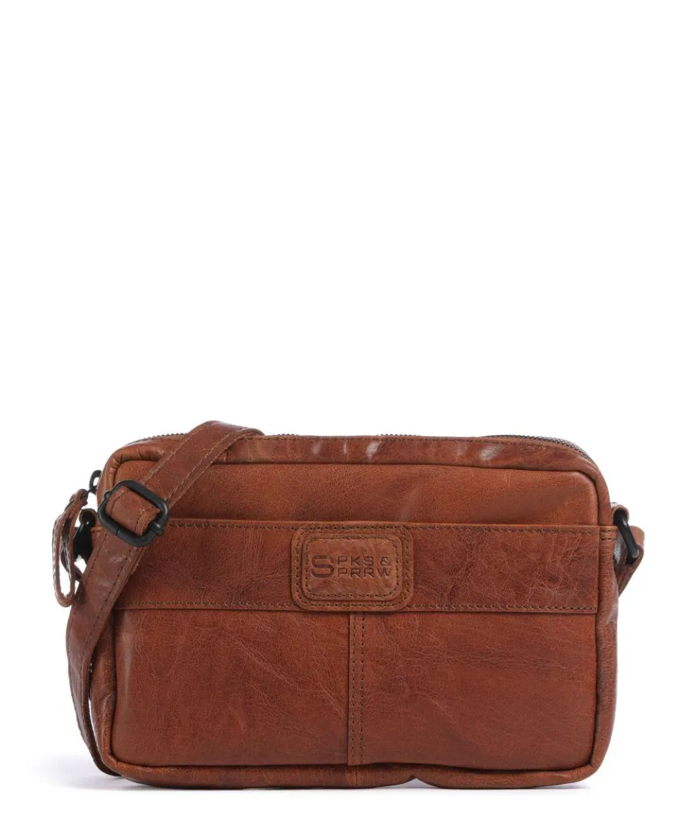 Bronco Eva Umhängetasche fein genarbtes Leder cognac