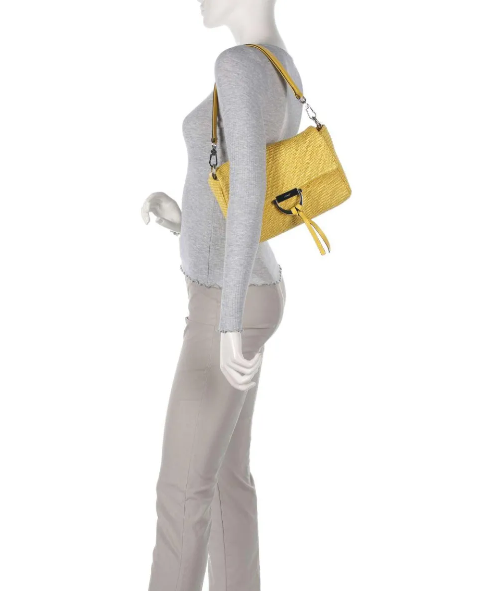 Raffia Temi Schultertasche Bast gelb