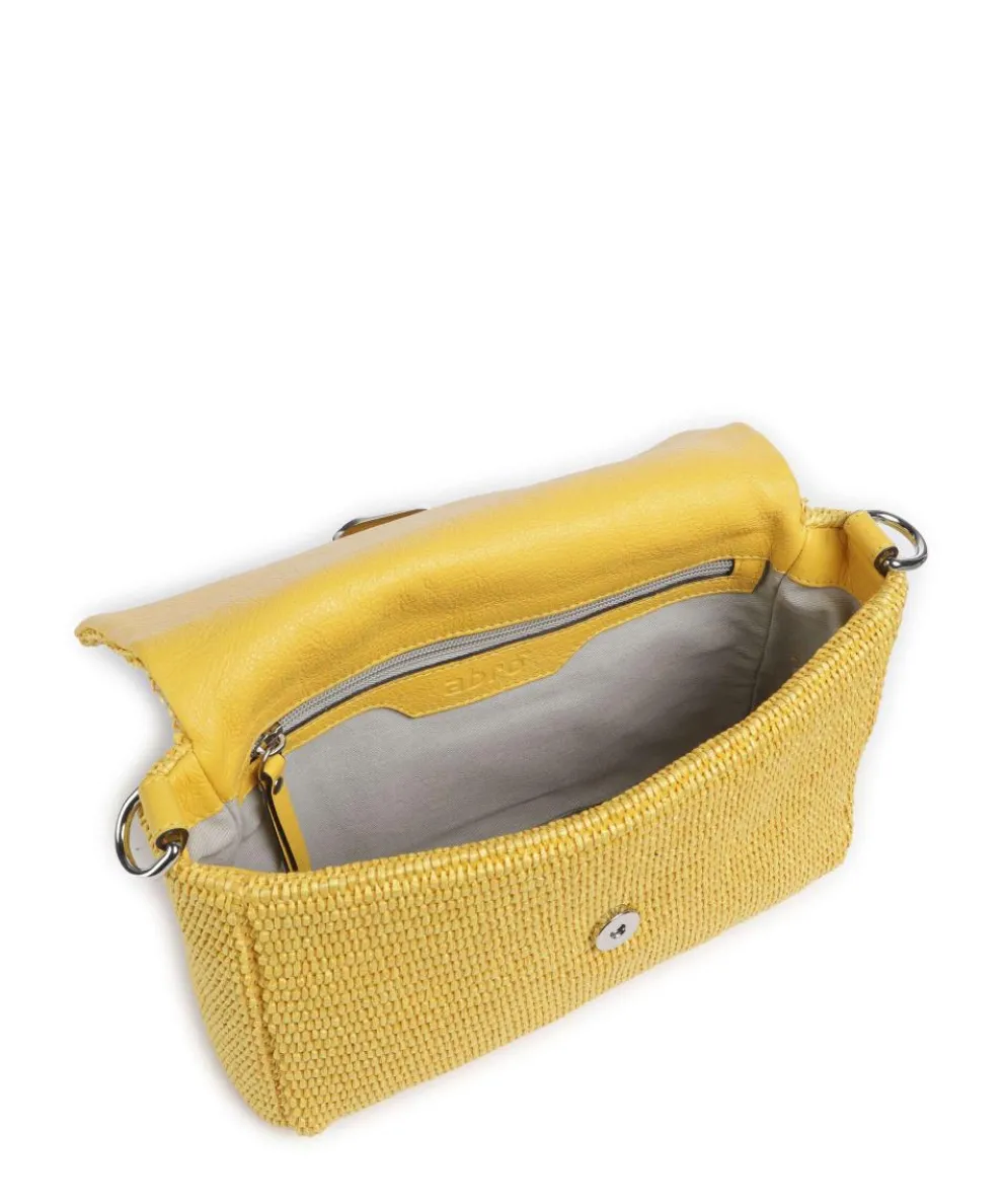 Raffia Temi Schultertasche Bast gelb