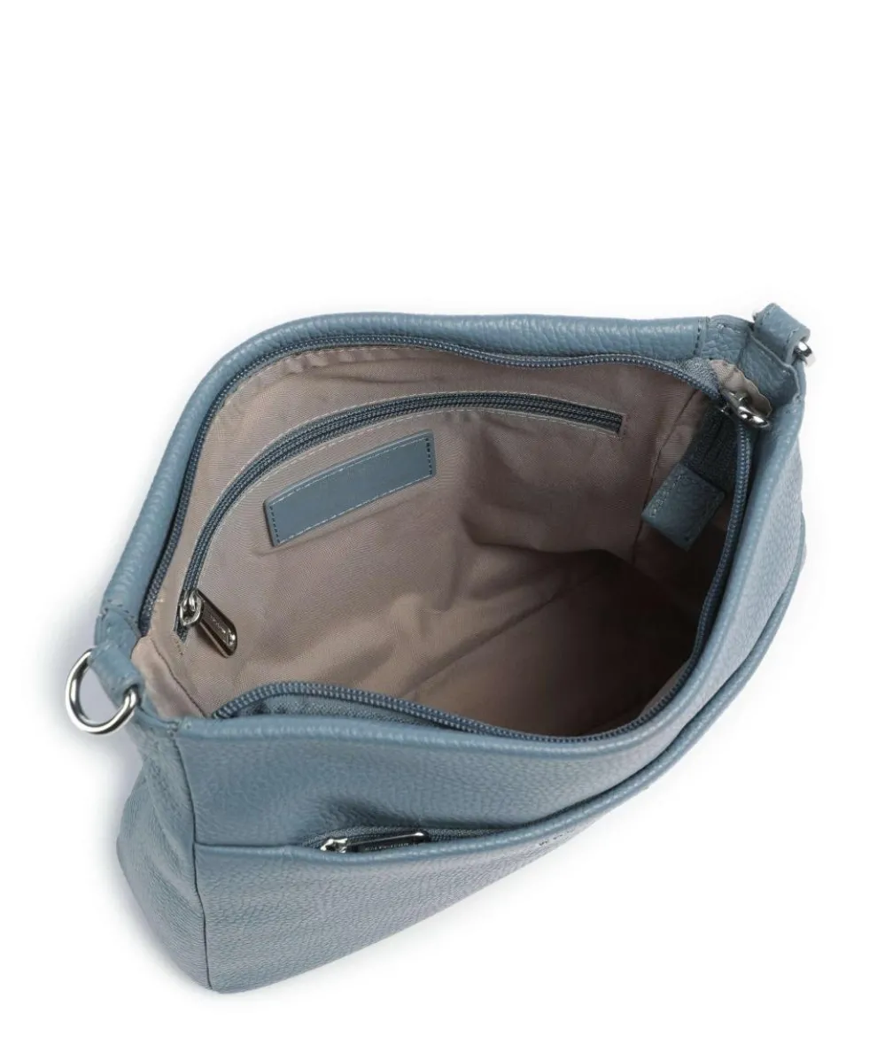 Mellow Leather Umhängetasche genarbtes Kalbsleder blaugrau