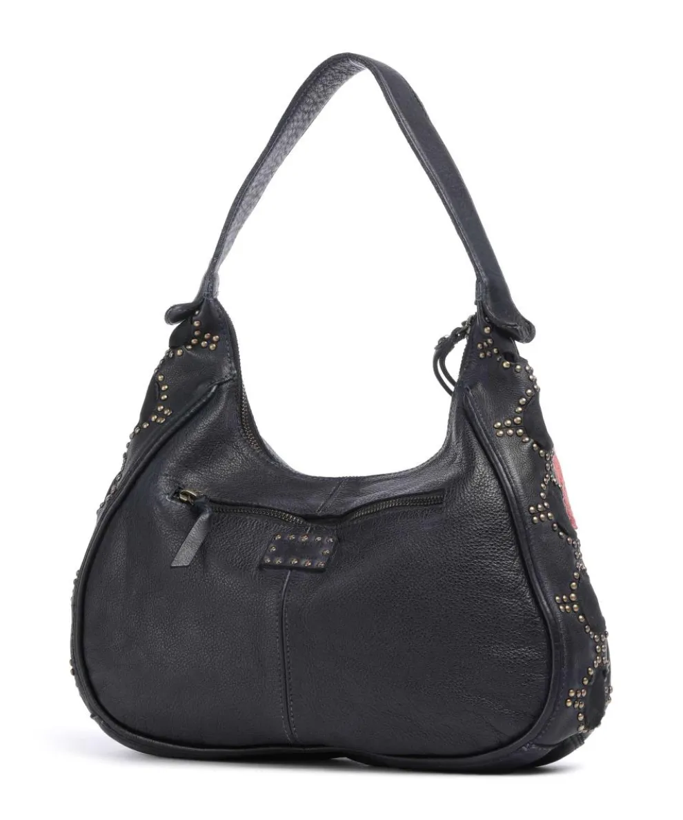 Schubertgasse 3 Schultertasche genarbtes Leder navy