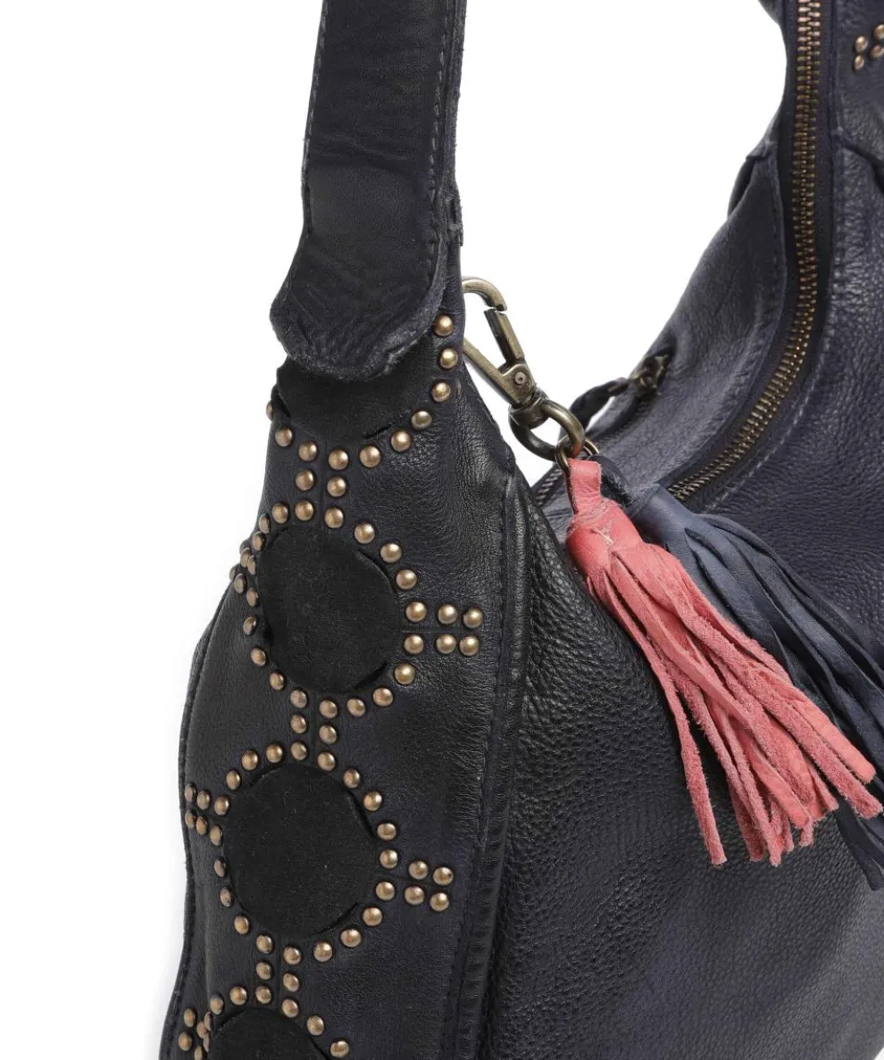 Schubertgasse 3 Schultertasche genarbtes Leder navy