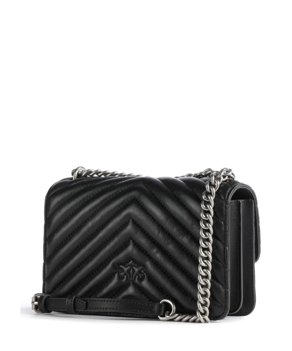 Love One Mini Schultertasche fein genarbtes Leder schwarz