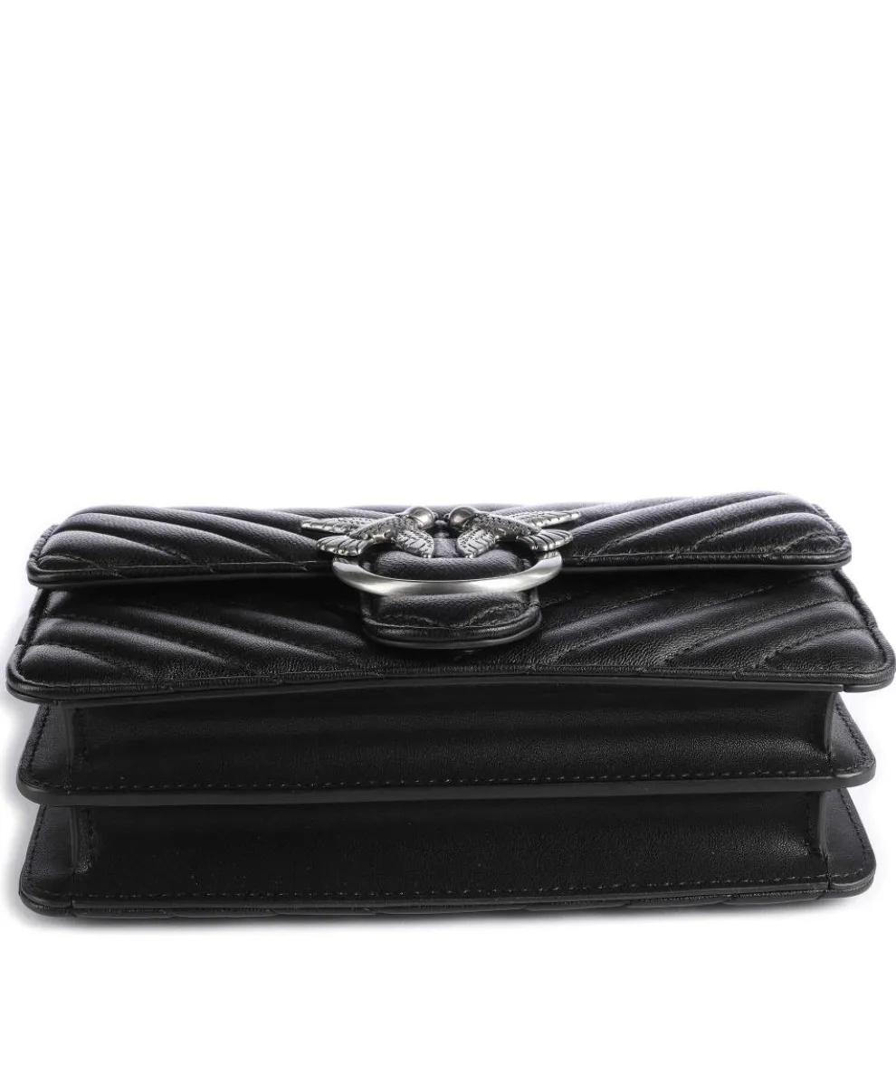 Love One Mini Schultertasche fein genarbtes Leder schwarz