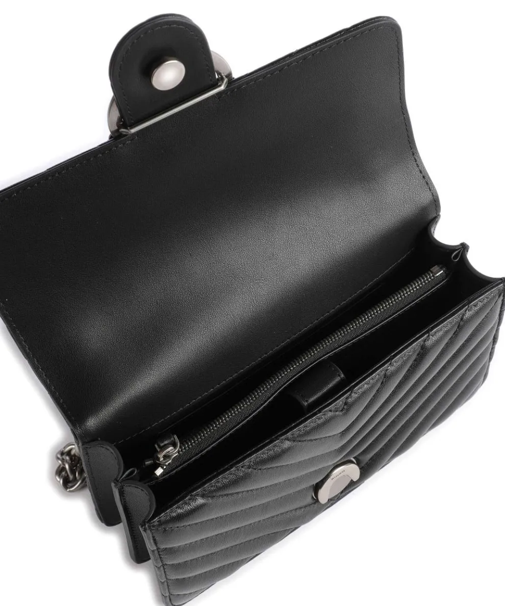 Love One Mini Schultertasche fein genarbtes Leder schwarz