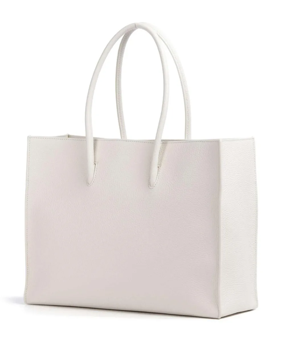 Myrtha Maxi Logo Shopper genarbtes Leder weiß