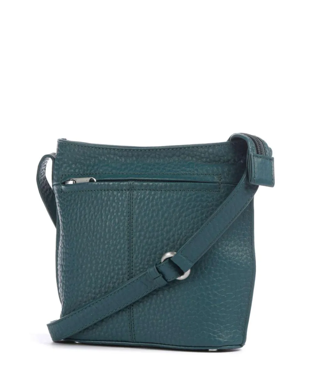 Hirsch Umhängetasche genarbtes Leder petrol