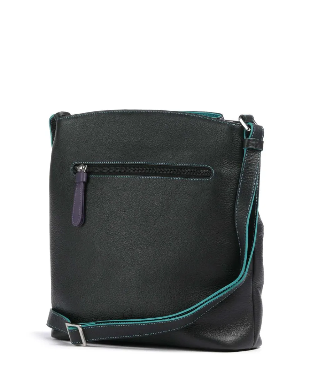 Umhängetasche genarbtes Rindsleder schwarz