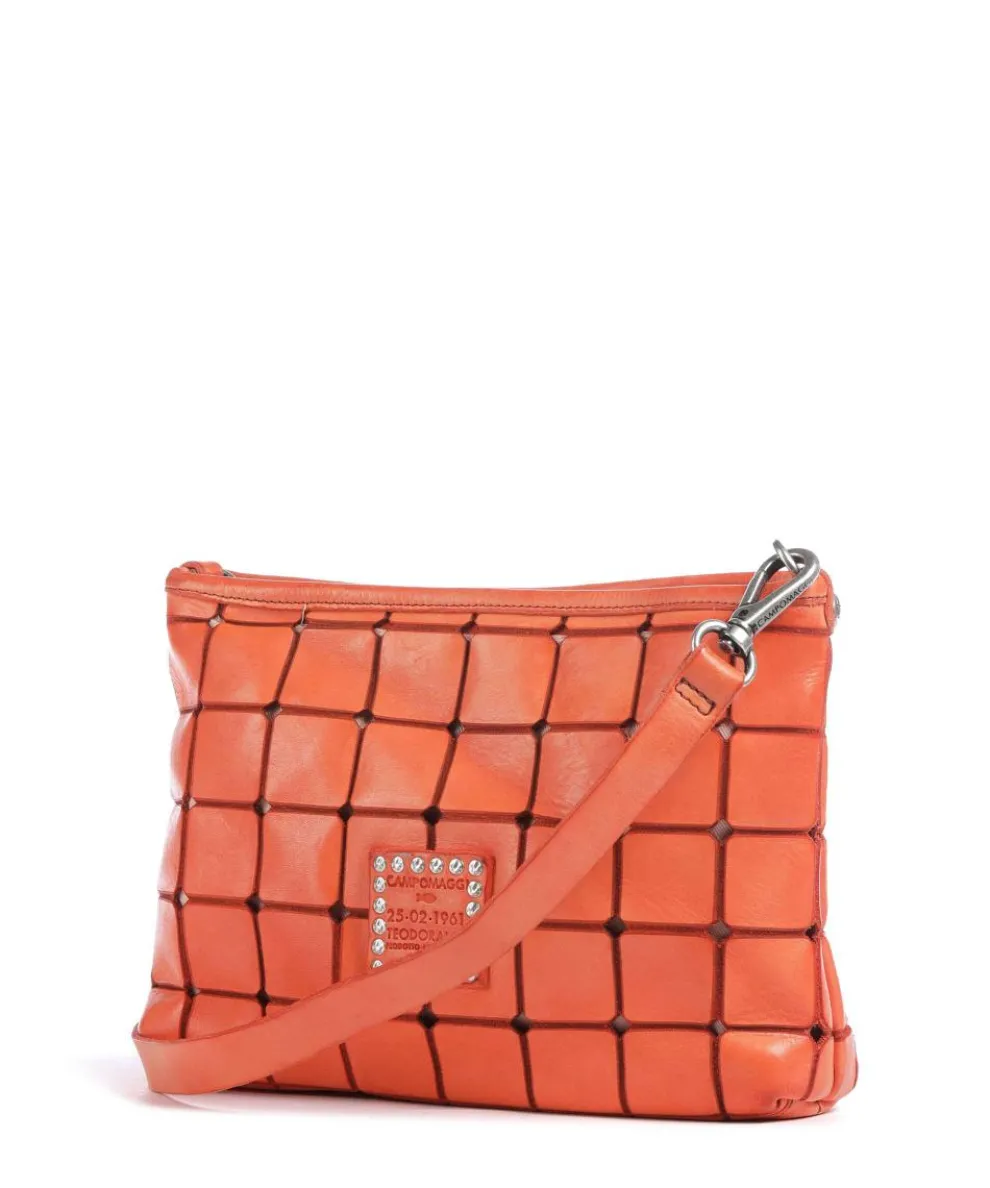 Umhängetasche genarbtes Rindsleder orange