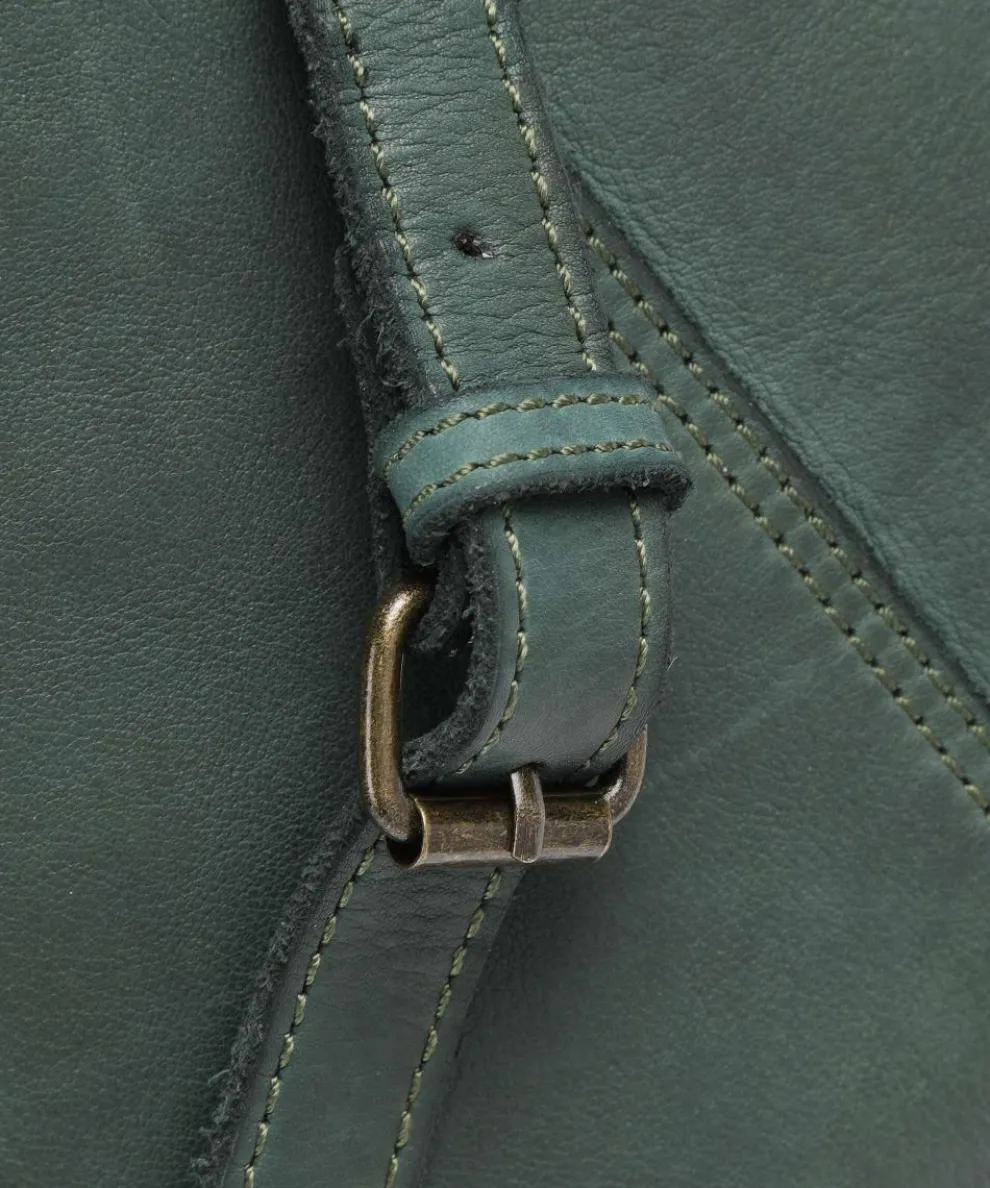 Submarine Schultertasche genarbtes Rindsleder dunkelgrün