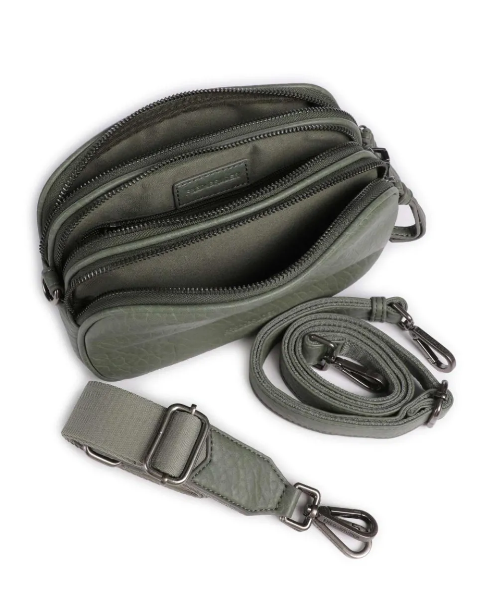 Lunar Umhängetasche genarbtes Leder graugrün