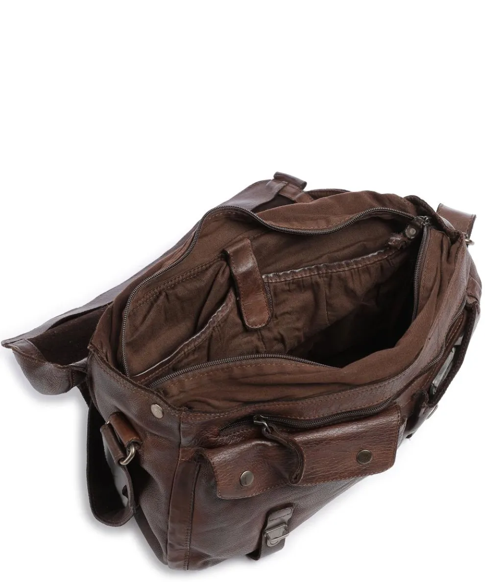 Barbershop Bandholz Kuriertasche fein genarbtes Leder dunkelbraun