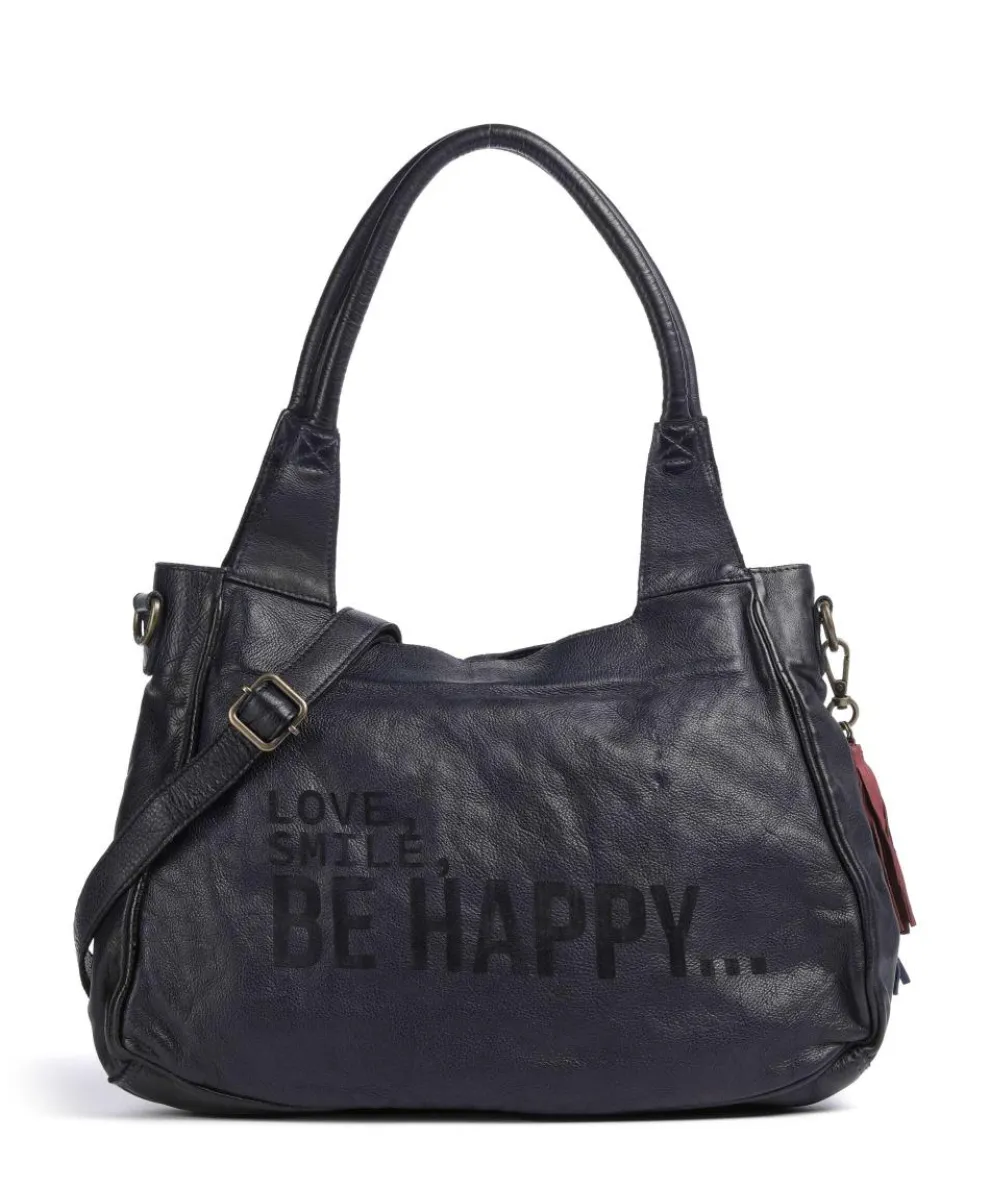 Glücksbrücke 3 Schultertasche genarbtes Rindsleder navy