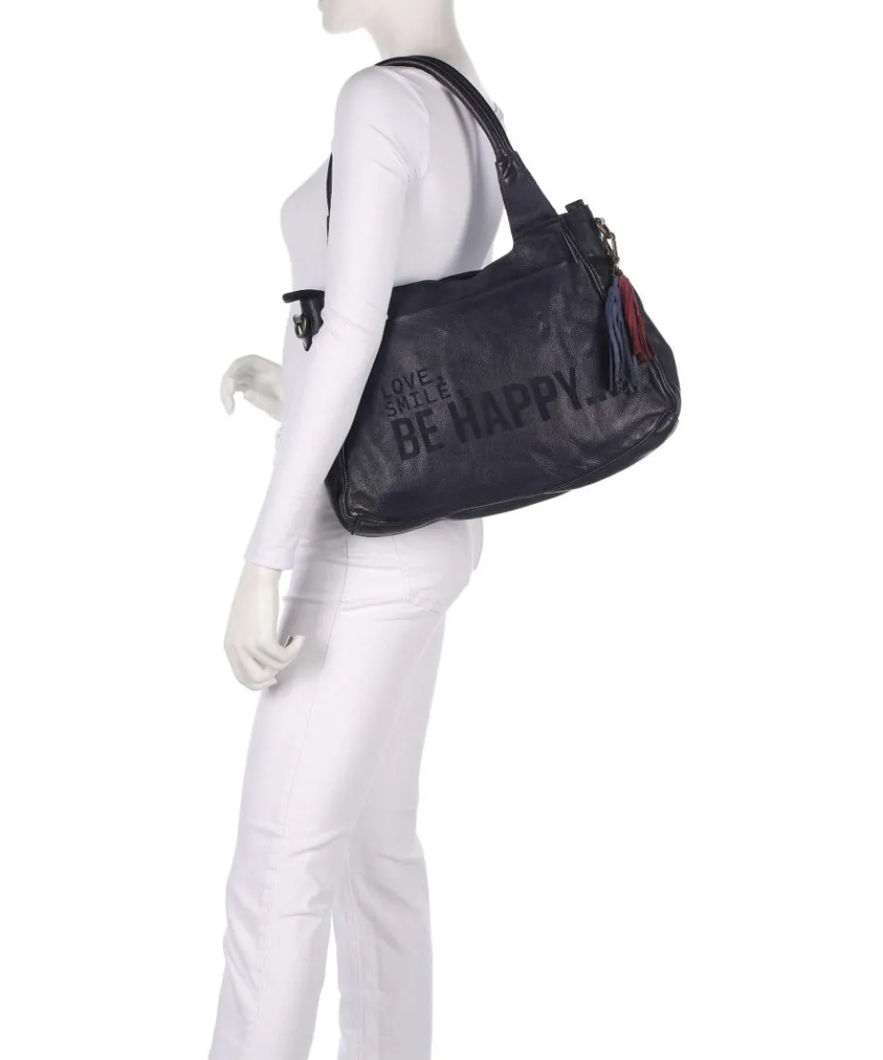 Glücksbrücke 3 Schultertasche genarbtes Rindsleder navy