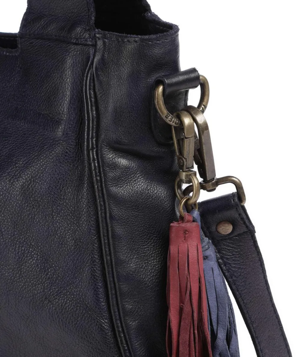 Glücksbrücke 3 Schultertasche genarbtes Rindsleder navy