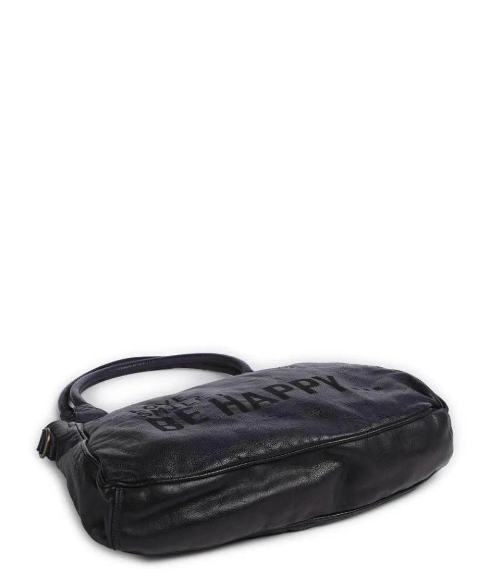Glücksbrücke 3 Schultertasche genarbtes Rindsleder navy
