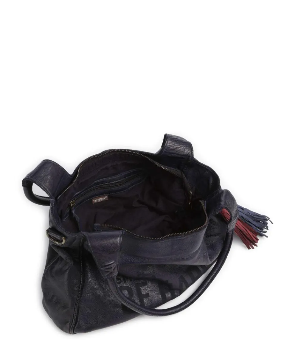 Glücksbrücke 3 Schultertasche genarbtes Rindsleder navy