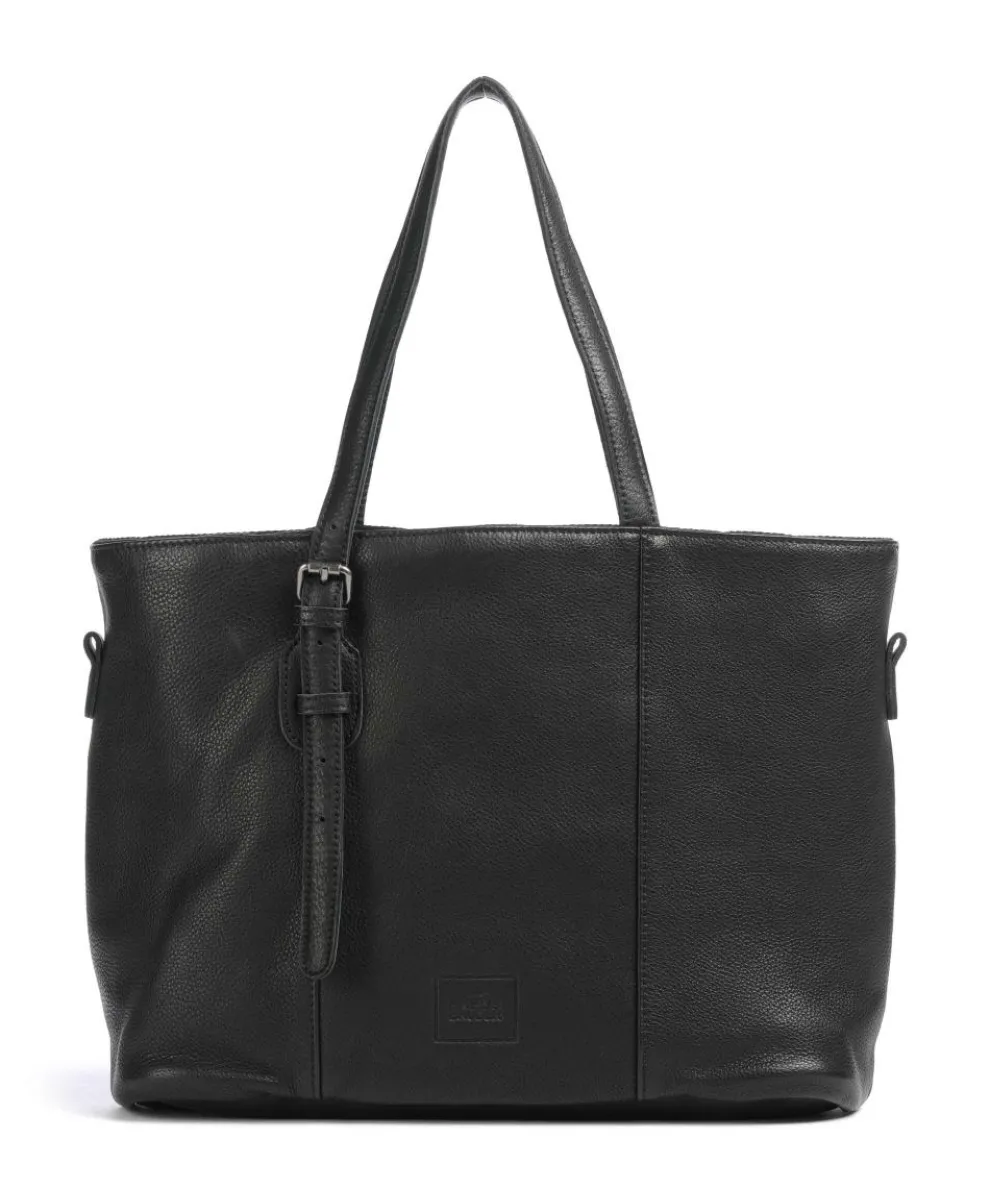 Reversible Shopper genarbtes Leder schwarz