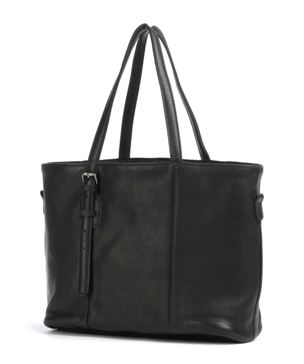 Reversible Shopper genarbtes Leder schwarz