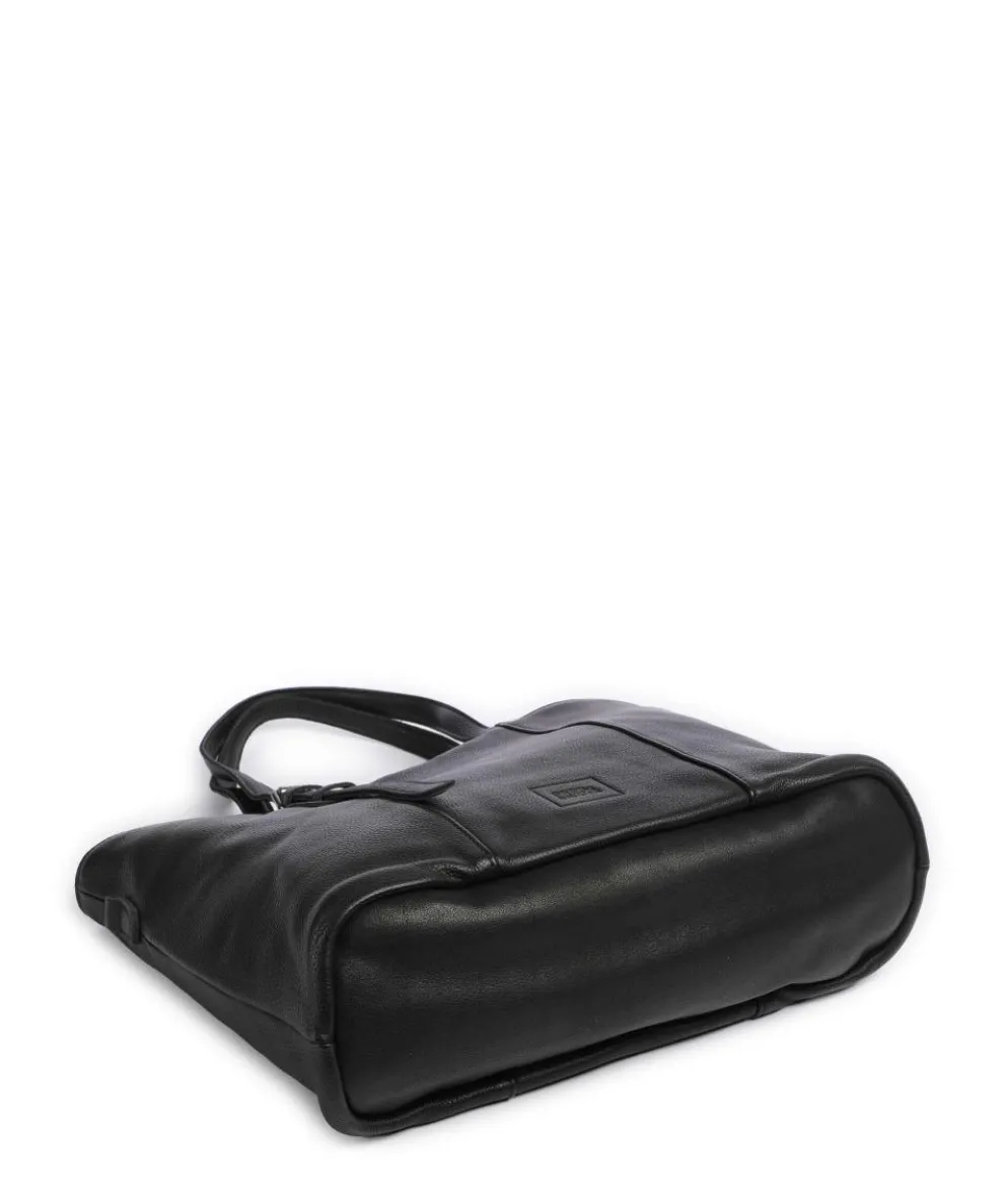 Reversible Shopper genarbtes Leder schwarz