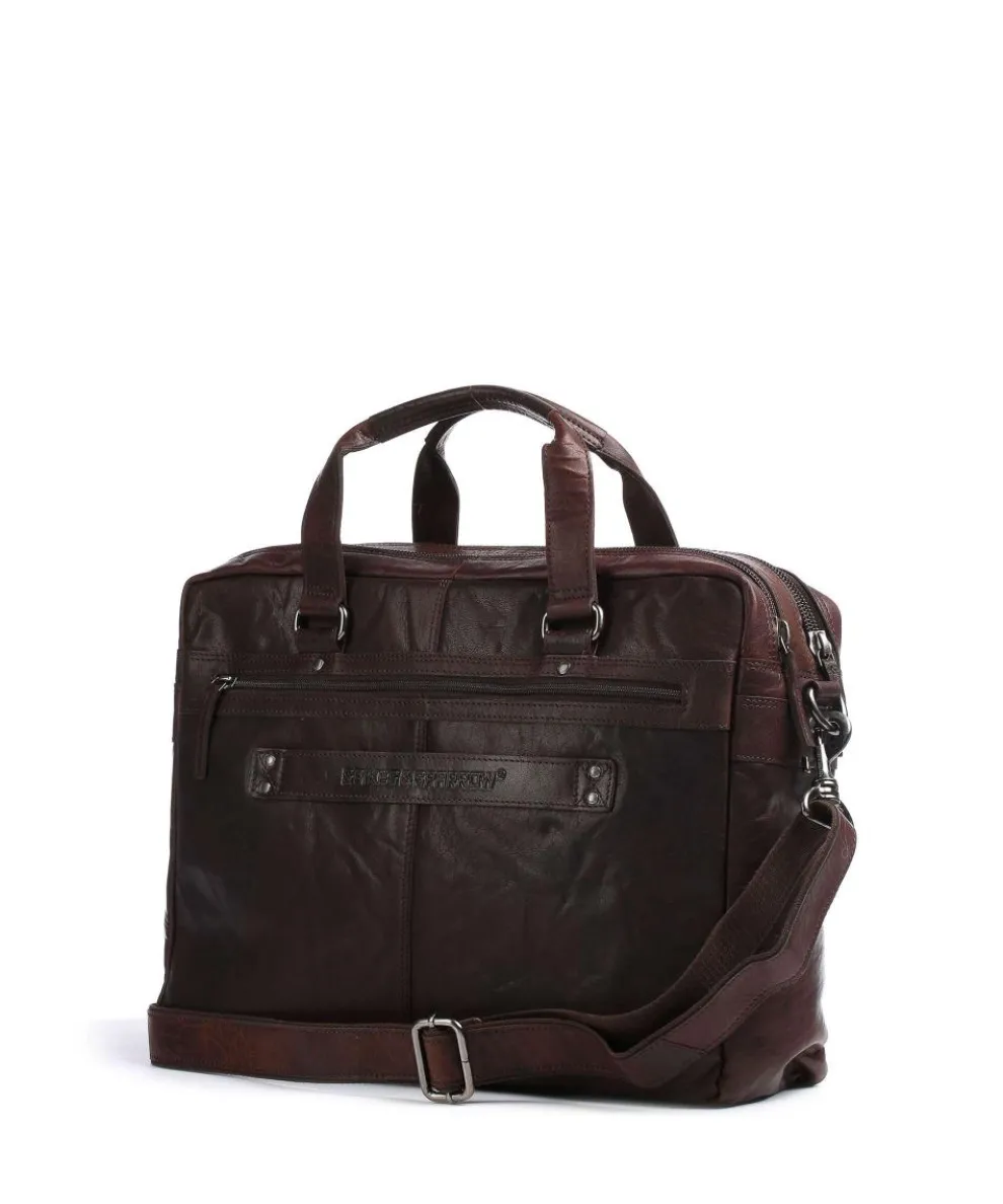 Bronco Aktentasche 16″ genarbtes Leder dunkelbraun