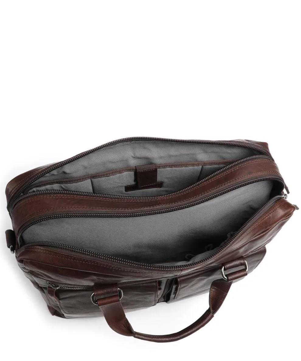 Bronco Aktentasche 16″ genarbtes Leder dunkelbraun