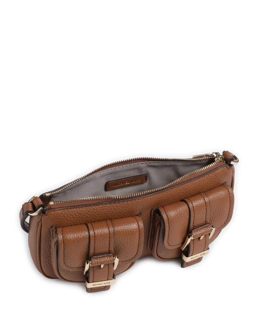 Zoe Small Schultertasche genarbtes Rindsleder braun