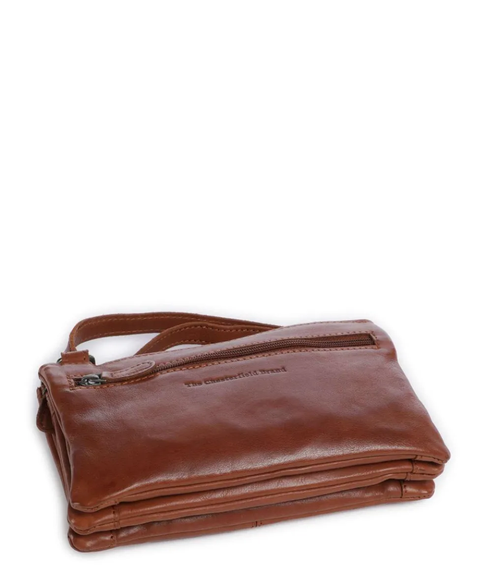 Washed Waxed Cow Osaka Umhängetasche genarbtes Rindsleder cognac