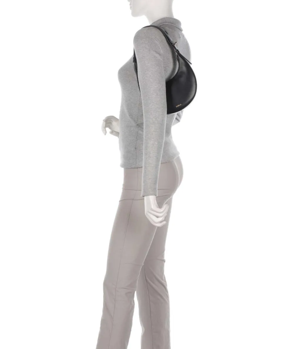 Delizia Mini Schultertasche fein genarbtes Leder schwarz