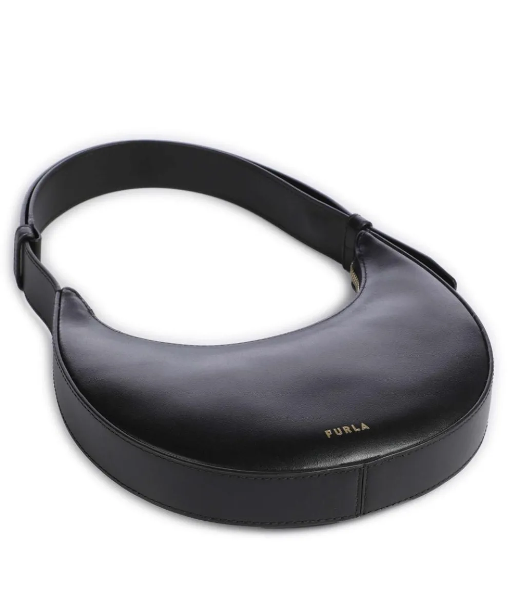 Delizia Mini Schultertasche fein genarbtes Leder schwarz