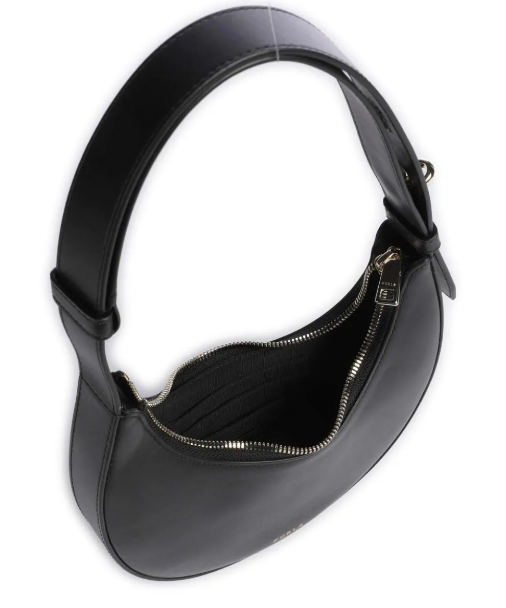 Delizia Mini Schultertasche fein genarbtes Leder schwarz