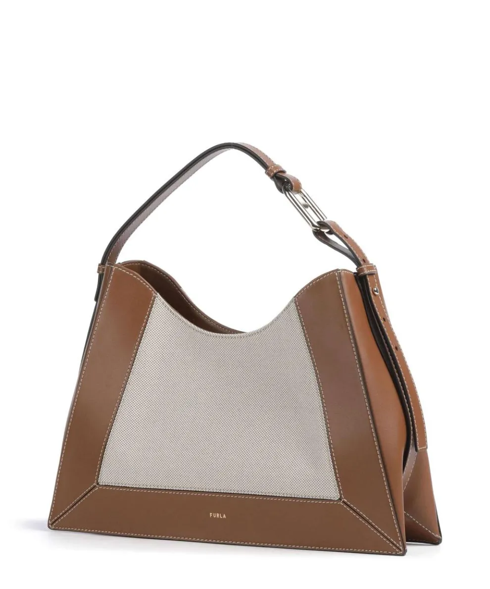 Nuvola L Beuteltasche Canvas, fein genarbtes Leder beige/braun