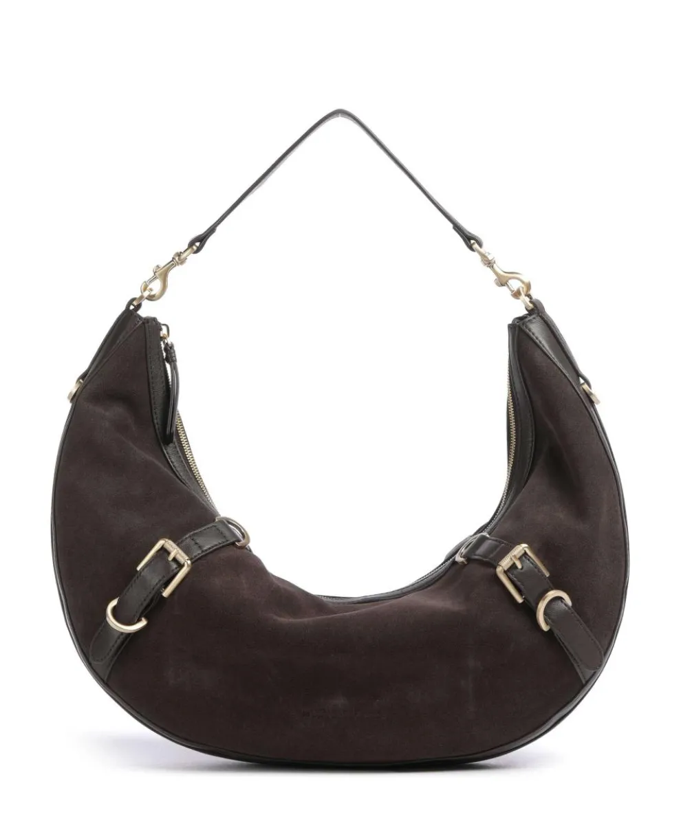 Enya Cozy Beuteltasche aufgerautes Leder dunkelbraun