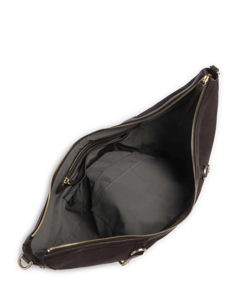 Enya Cozy Beuteltasche aufgerautes Leder dunkelbraun