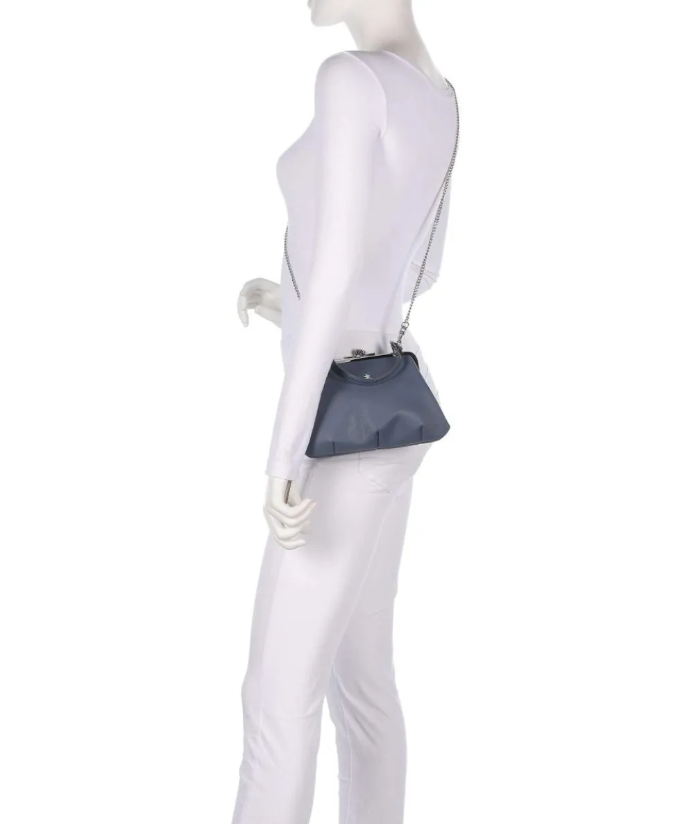 Granny Frame Saffiano Handtasche Lederimitat blaugrau