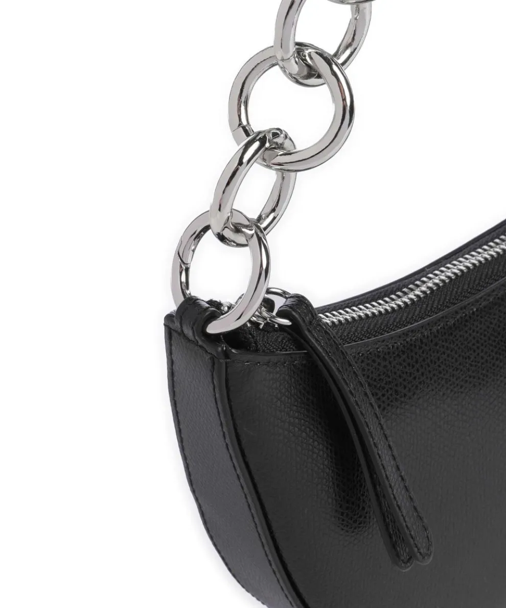 Sfera Mini Schultertasche genarbtes Leder schwarz