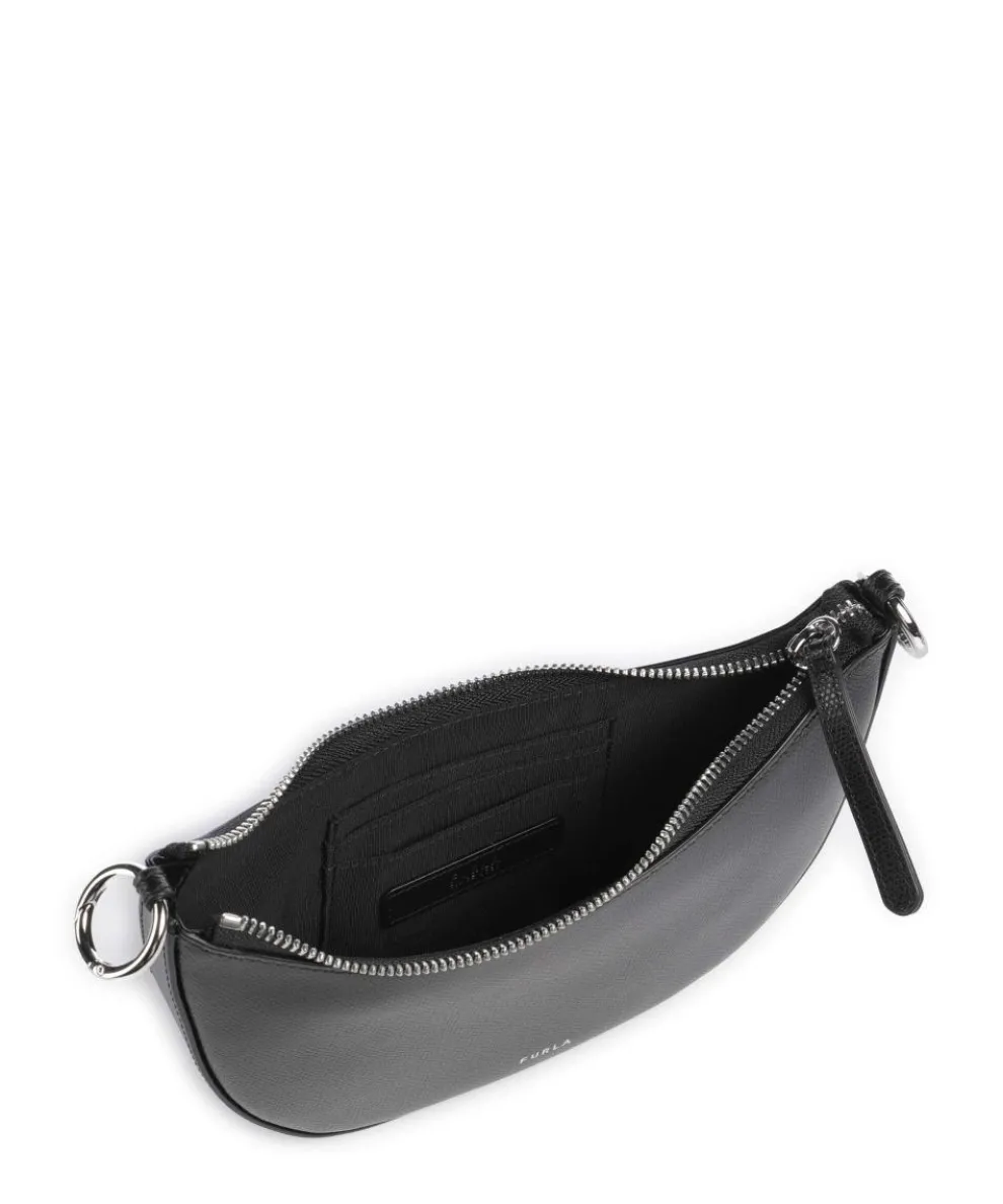Sfera Mini Schultertasche genarbtes Leder schwarz