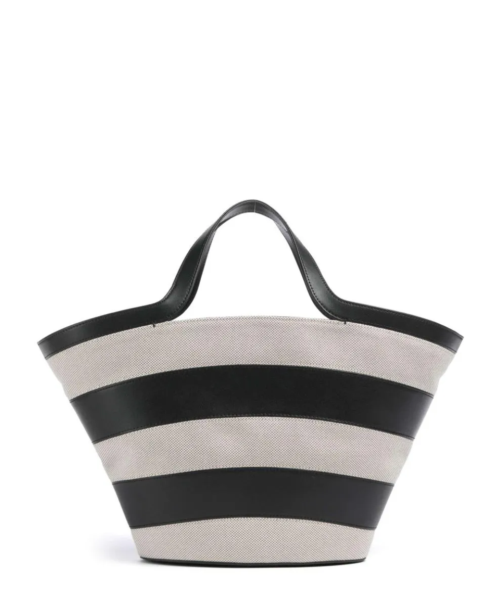 Vortice S Handtasche Canvas, fein genarbtes Kalbsleder beige/schwarz