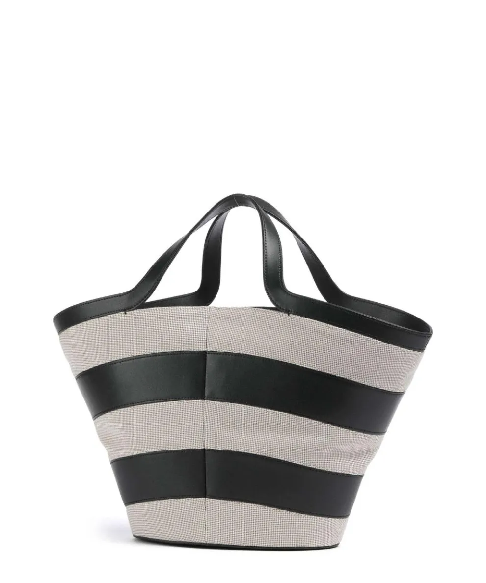 Vortice S Handtasche Canvas, fein genarbtes Kalbsleder beige/schwarz