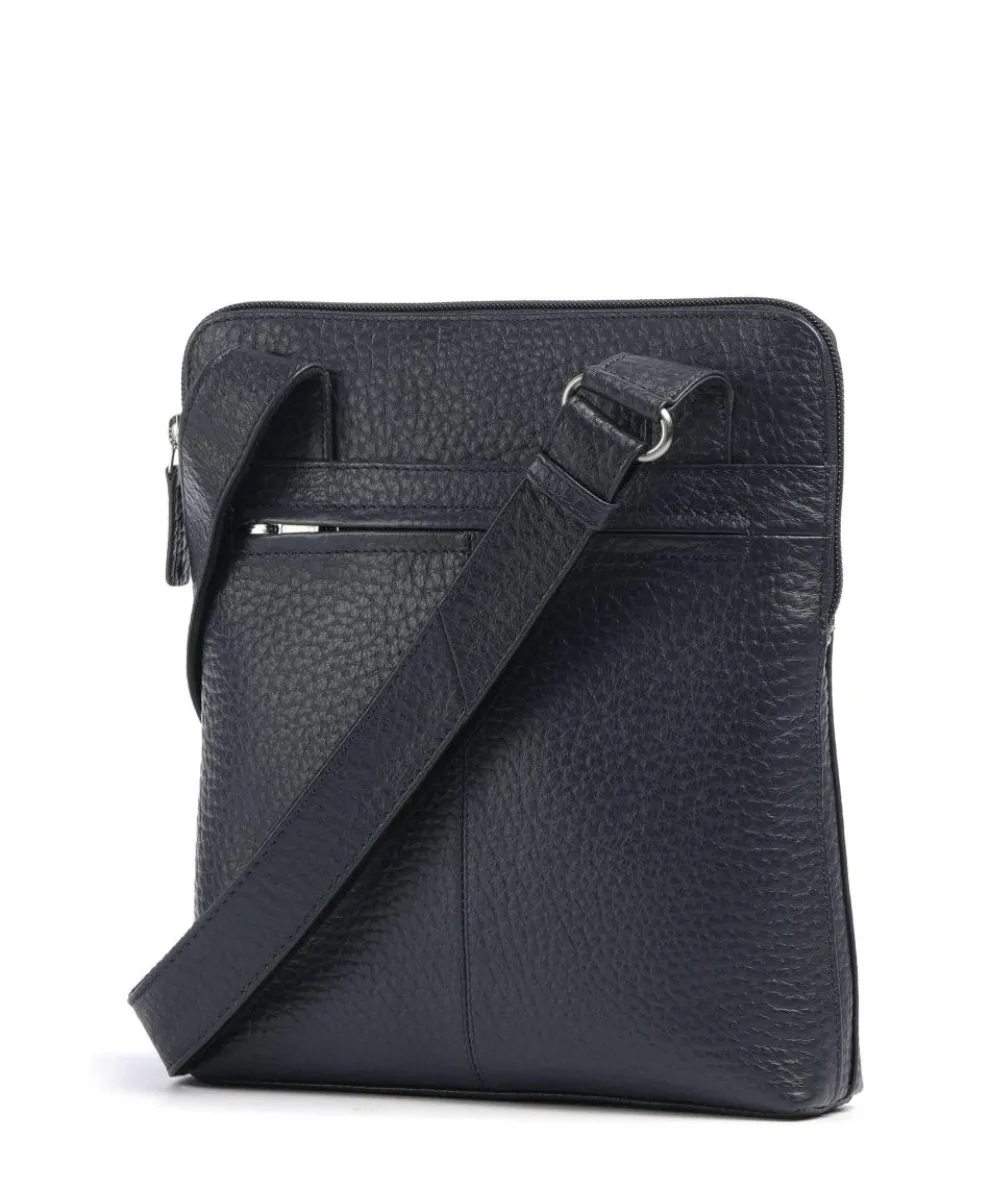 Hirsch Umhängetasche genarbtes Leder dunkelblau