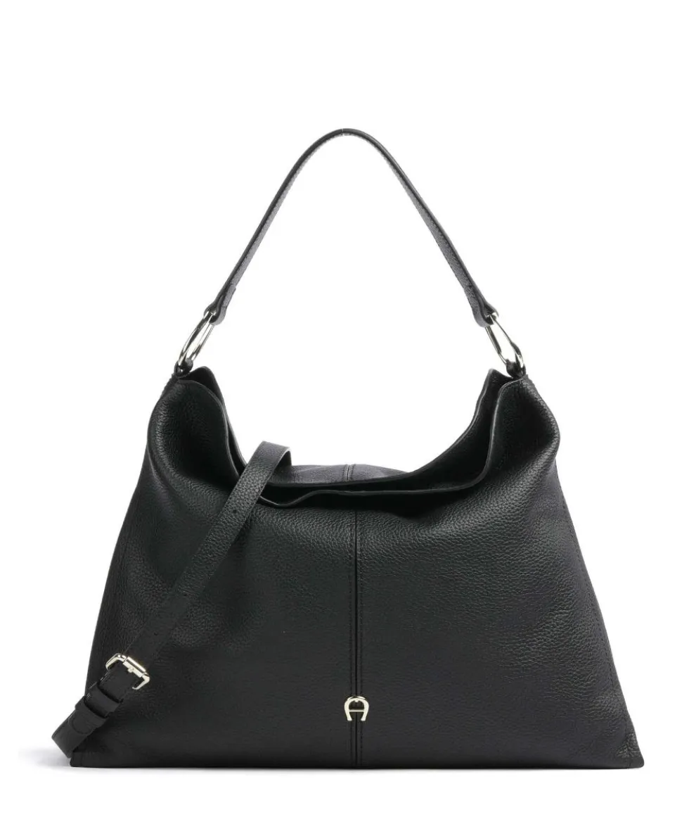 Savannah L Beuteltasche genarbtes Rindsleder schwarz