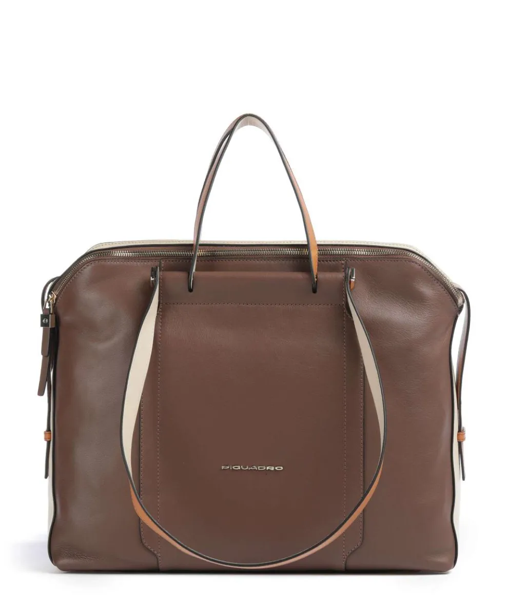 Circle Aktentasche 14″ fein genarbtes Rindsleder braun/beige