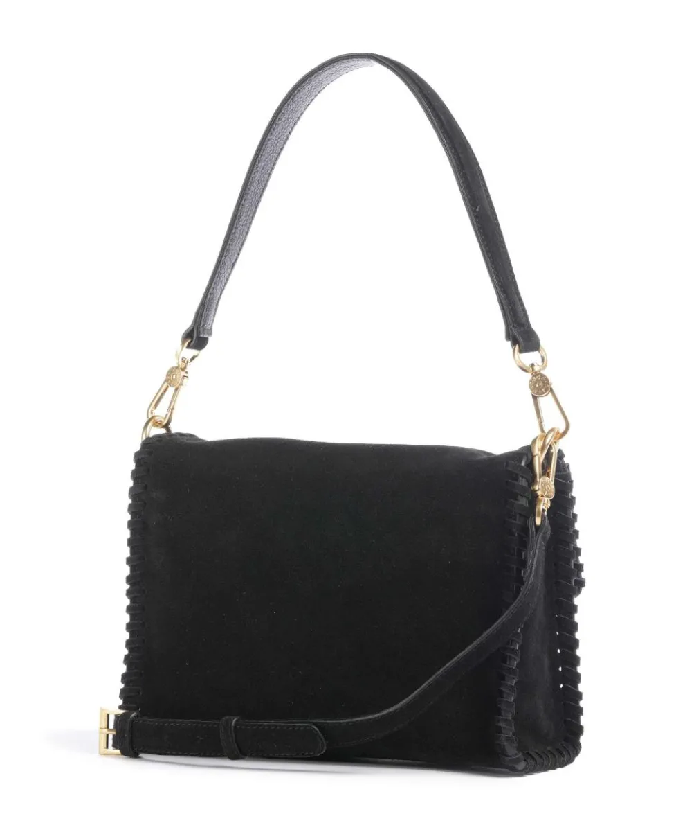 Suede Temi Stitch Schultertasche aufgerautes Leder schwarz