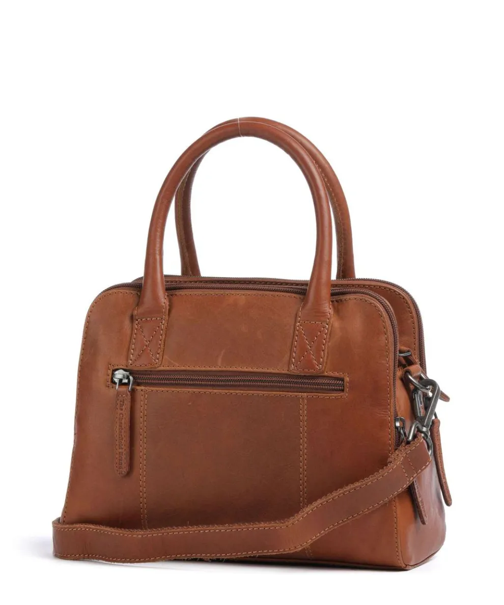 Cow Wax Pull Up Ezra Handtasche Rindsleder cognac