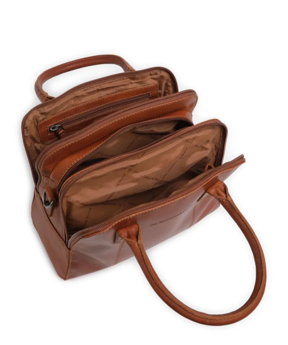Cow Wax Pull Up Ezra Handtasche Rindsleder cognac