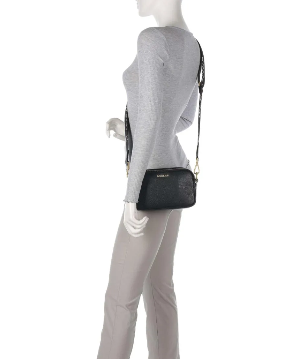 Wallis Avy Umhängetasche genarbtes Rindsleder schwarz