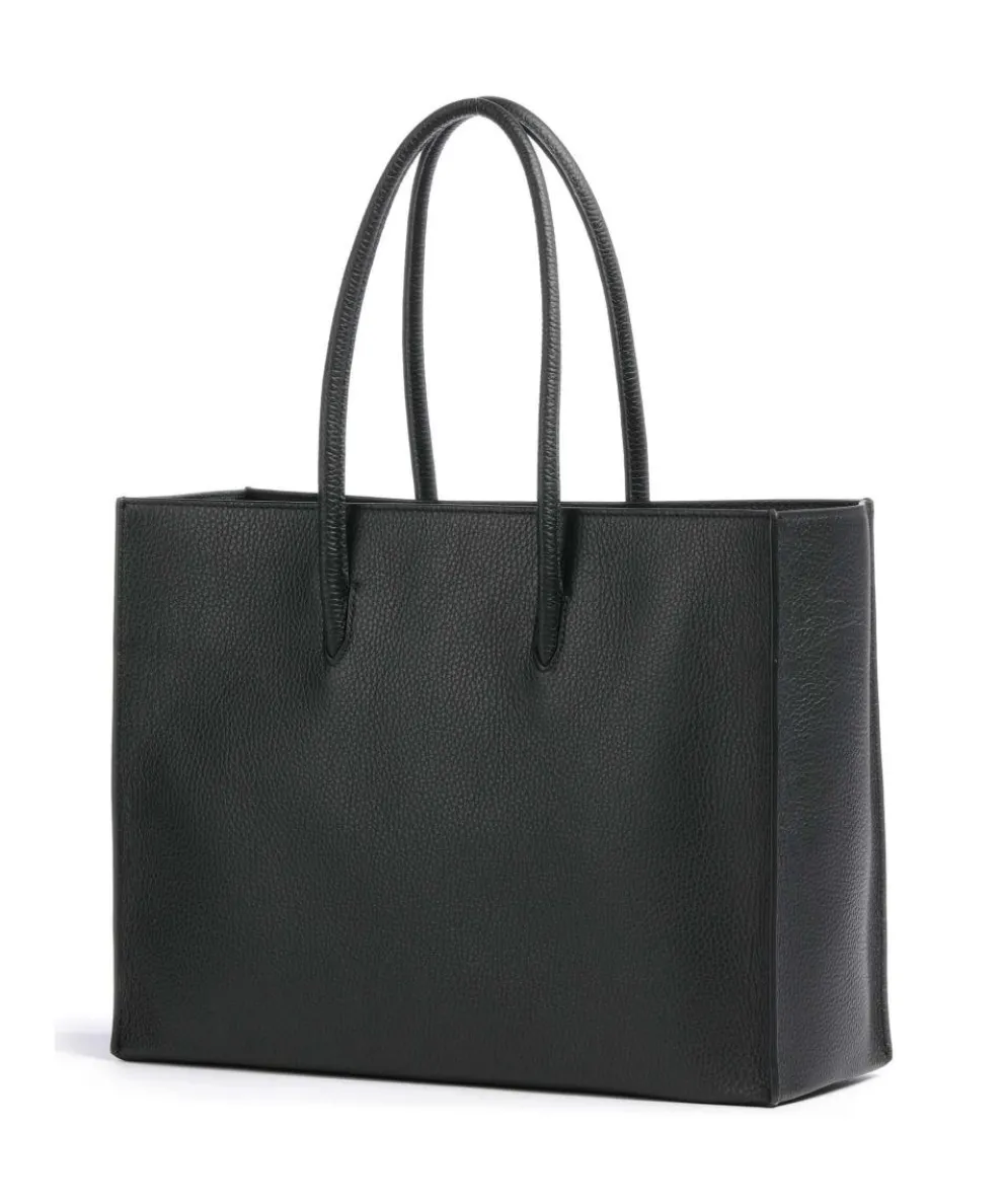 Myrtha Maxi Logo Shopper genarbtes Leder schwarz